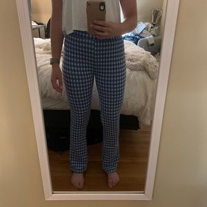 UO blue checkered flare pants